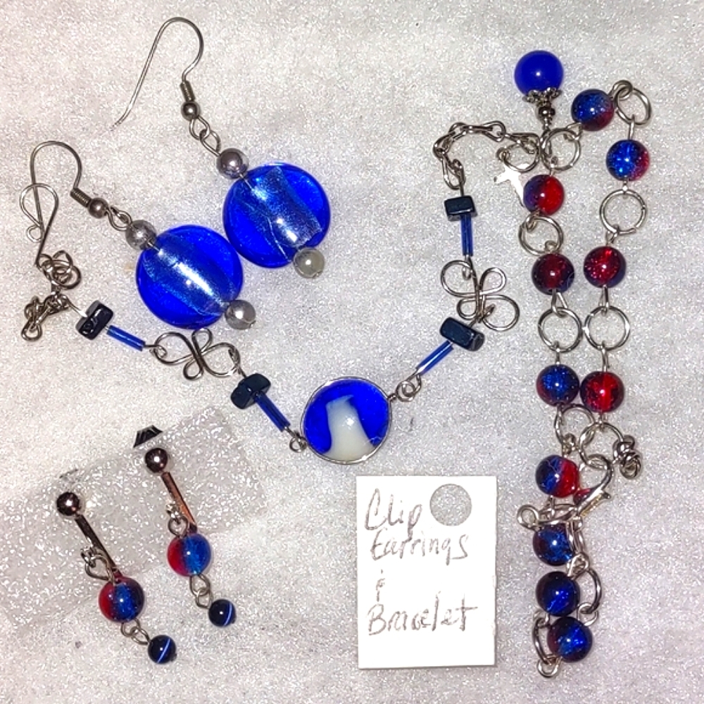4 pcs Glass Earrings & Bracelets